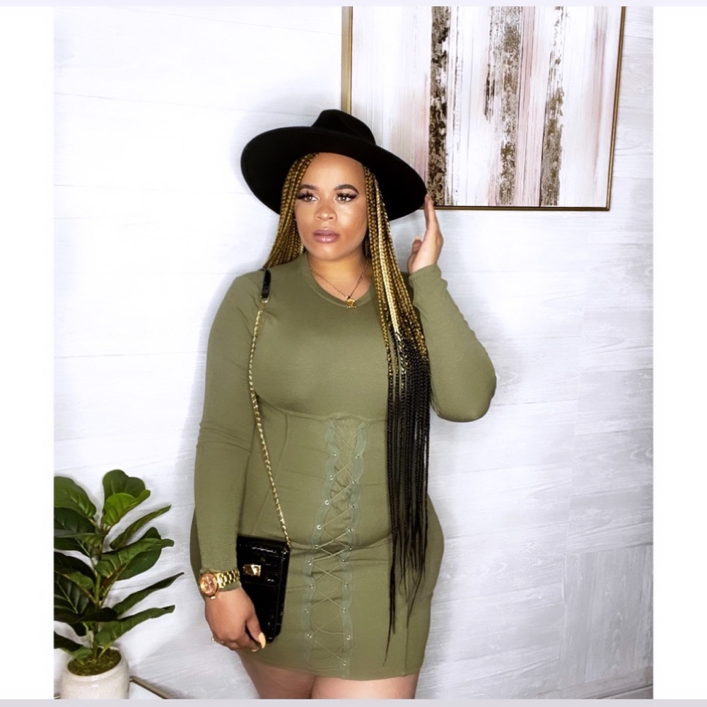 Plus size dress  olive green